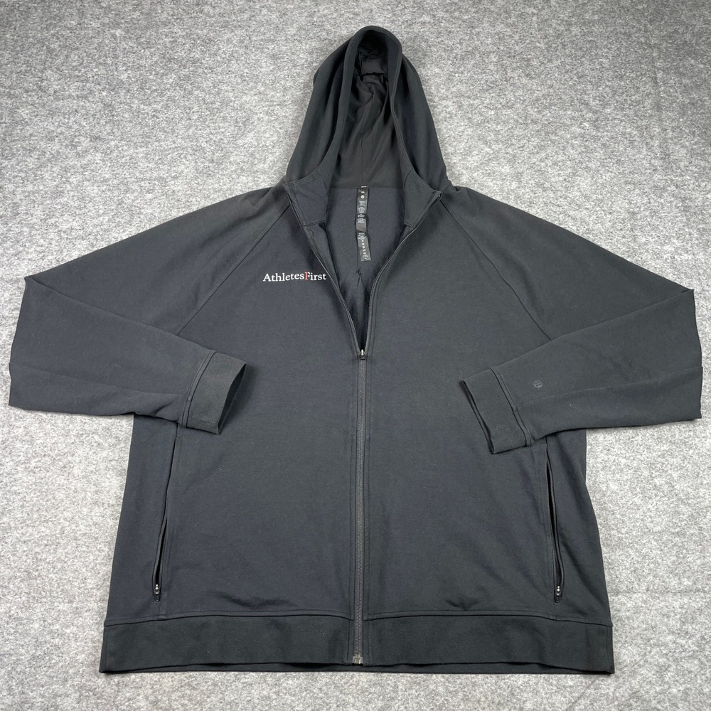 Lululemon Jacket Hoodie Mens 3XL Black Athletes First Full Zip Active Stretch